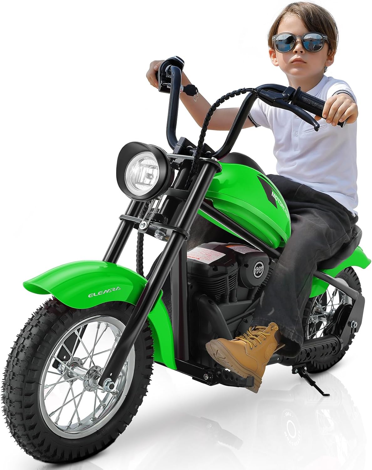 Electric Dirt Bike for Kids – 15 MPH Ride-On Motorcycle with LED Lights, Air-Filled Tires & Hand Brake