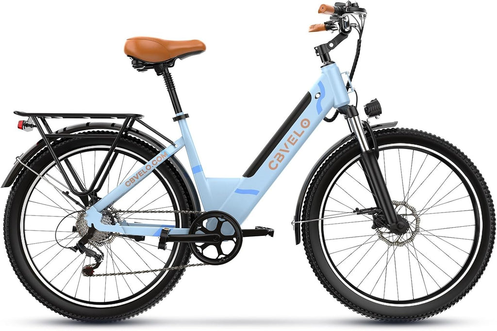 26" Electric Bike for Adults, 750W Peak Motor, Up to 80-Mile Range, 7-Speed All-Terrain E-Bike