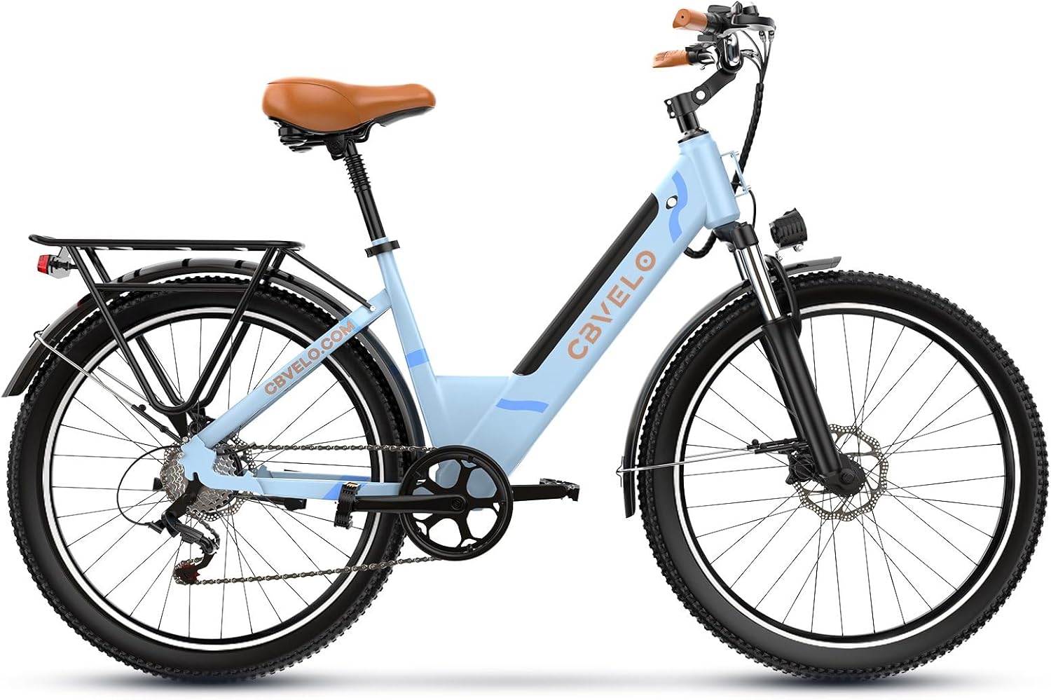 26" Electric Bike for Adults, 750W Peak Motor, Up to 80-Mile Range, 7-Speed All-Terrain E-Bike