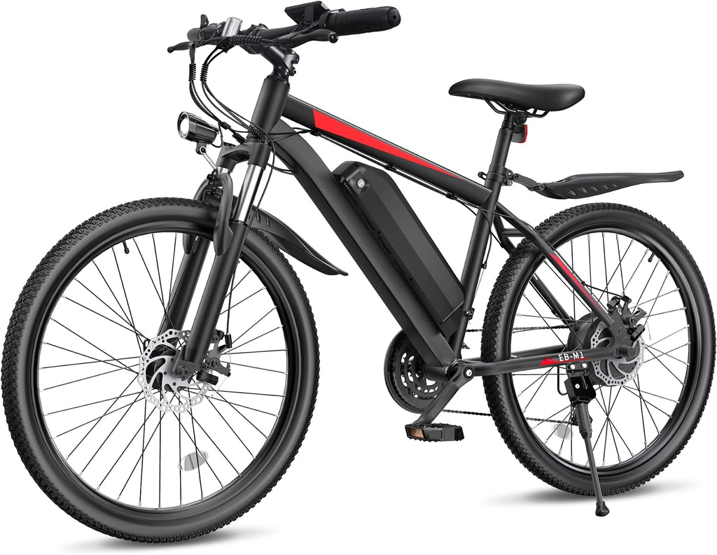 Electric Mountain Bike for Adults, 26-Inch E-Bike with Removable Power System, Multi-Speed Drivetrain, Front Suspension, LCD Display, UL Certified