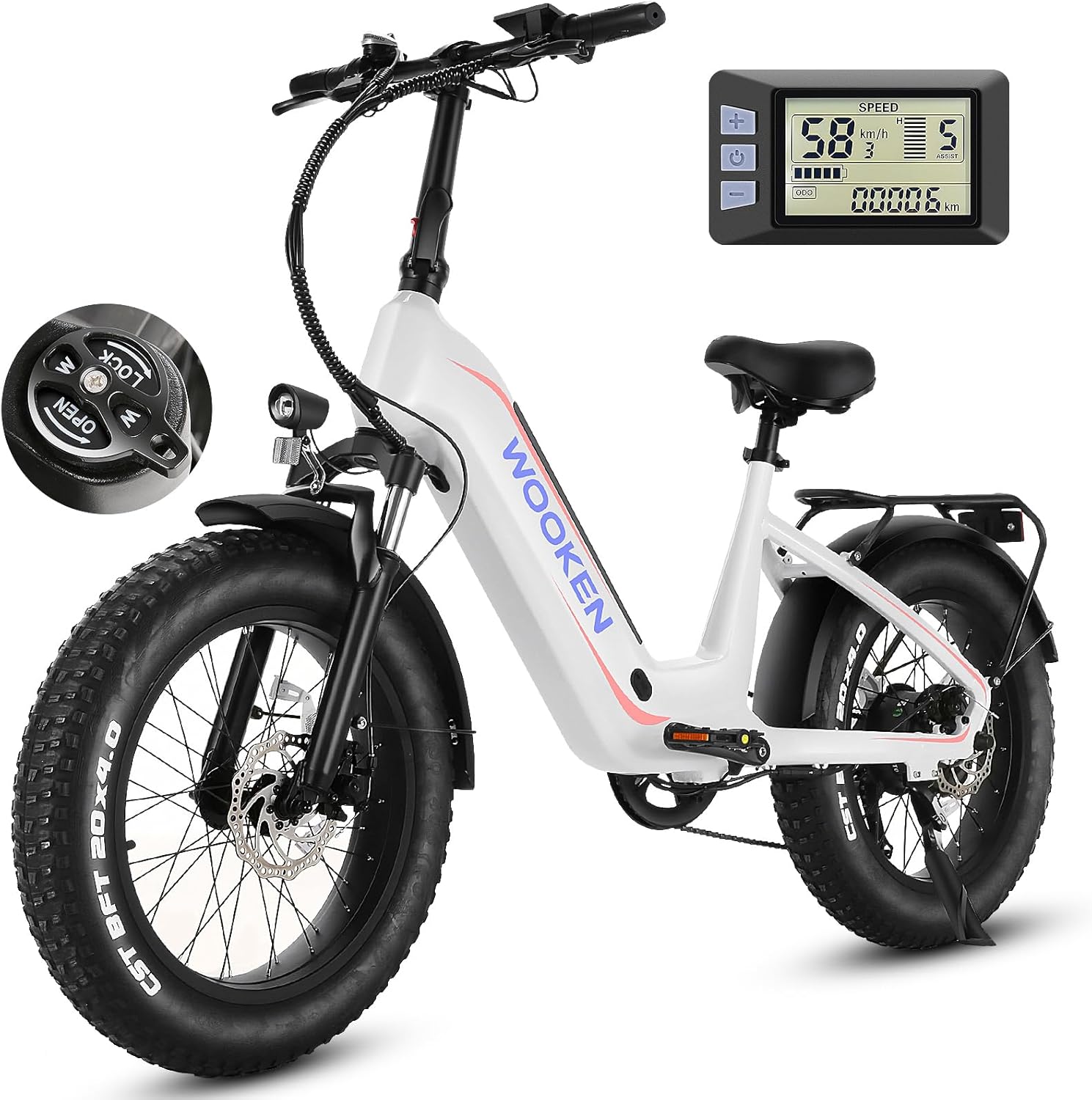 Step-Through Fat Tire Electric Bike for Adults – 20" All-Terrain E-Bike with Removable Power System & Long-Range Performance