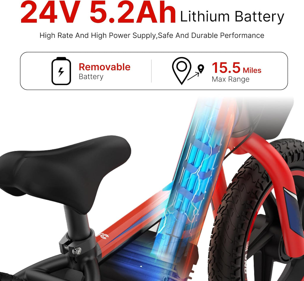 Electric Dirt Bike for Kids Ages 5–10 – 340W Motor, 3-Speed Settings, 12 MPH Max Speed, Detachable Battery