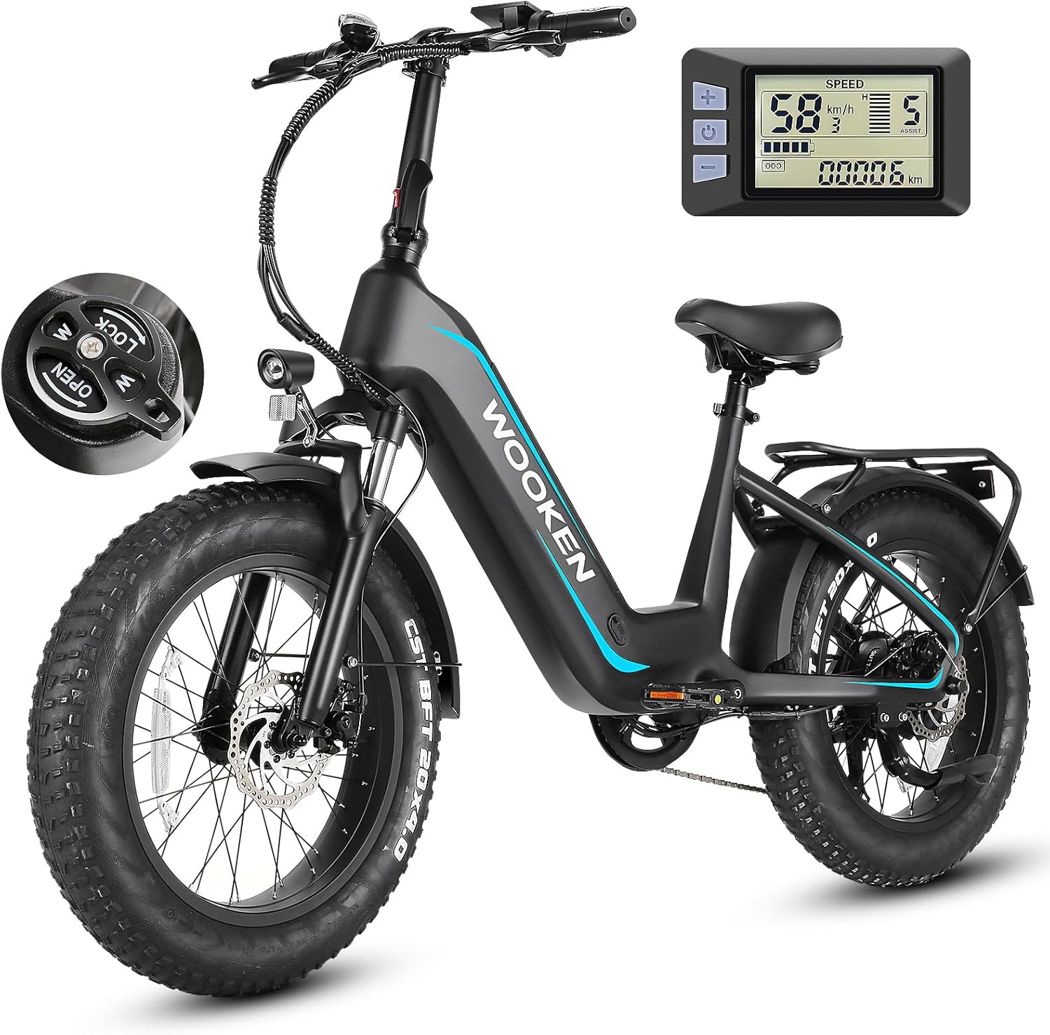 Step-Through Fat Tire Electric Bike for Adults – 20" All-Terrain E-Bike with Removable Power System & Long-Range Performance