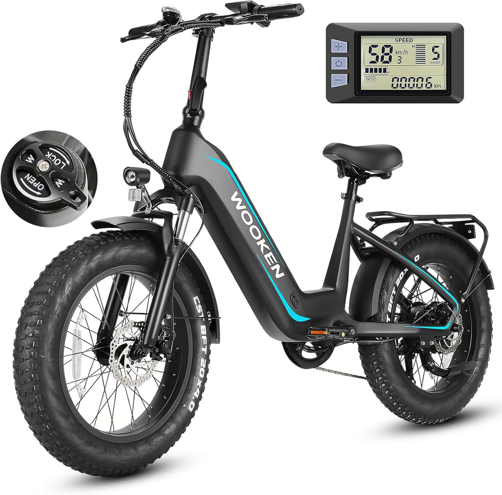 Step-Through Fat Tire Electric Bike for Adults – 20" All-Terrain E-Bike with Removable Power System & Long-Range Performance