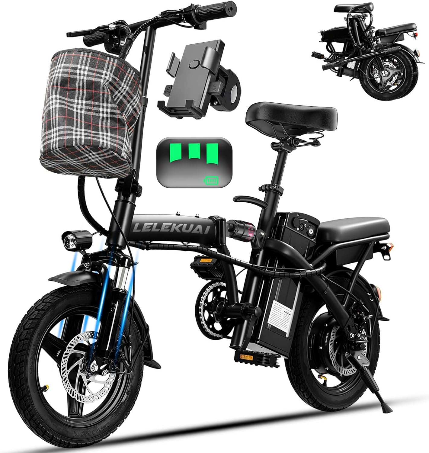 1200W Peak Electric Bike for Adults – Commuter E-Bike with Dual Disc Brakes, Up to 28 MPH Speed & 32-Mile Range