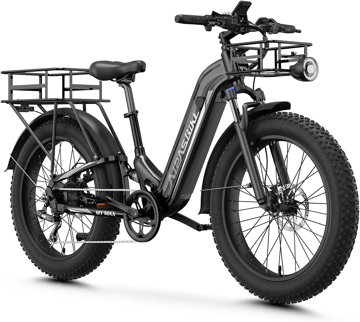 26" Fat Tire Electric Mountain Bike for Adults with 1800W Peak Motor, Air Suspension, Hydraulic Disc Brakes & Long-Range Performance