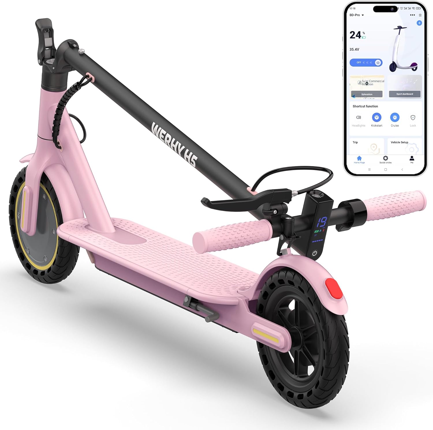 Electric Scooter, 500W/350W/800W/1000W Motor & 10"/8.5" Solid Tires, Up to 22/19 MPH & 28/25/15 Miles Range
