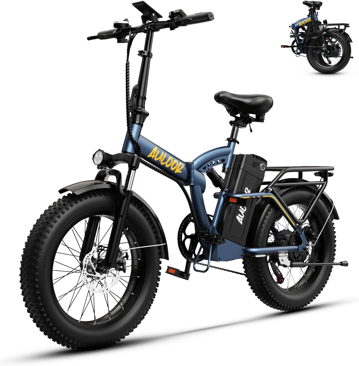 1000W Folding Electric Bike for Adults – 20" Fat Tire Foldable E-Bike, Up to 80 Miles Range, Removable Battery