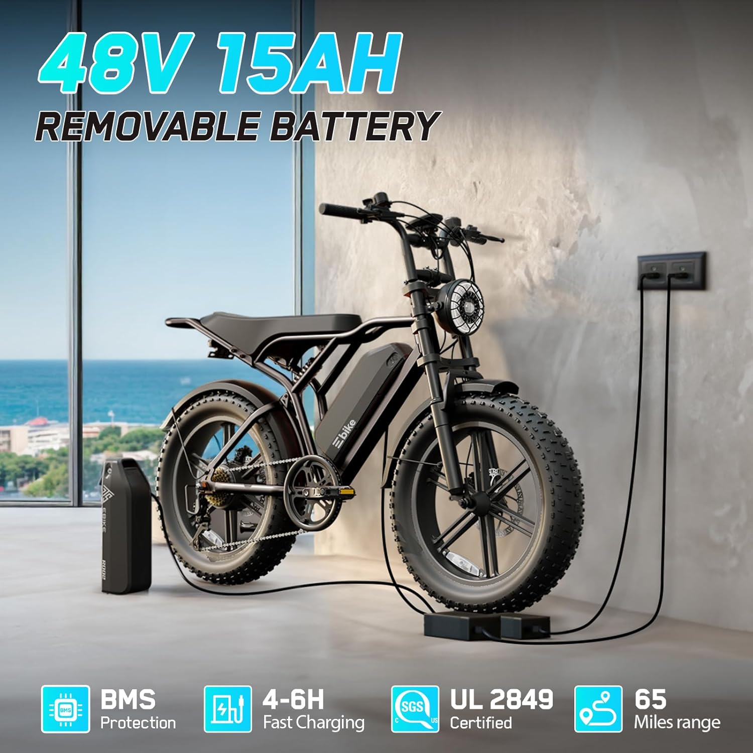 Electric Bike for Adults, 1500W Peak Motor 60 Miles Fat Tire Ebike