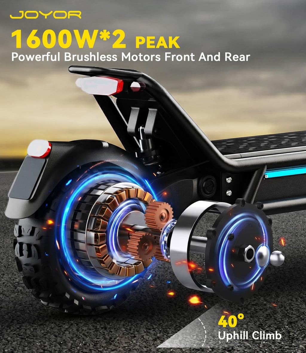 Electric Scooter,3200W Peak Motor 60V 31.5Ah Battery,53 MPH Top Speed & 75 Miles Range,11" All-Terrain