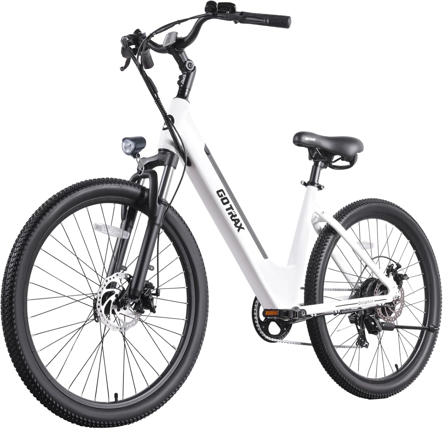 26" Step-Through Electric Bike for Adults, 500W Peak Motor, Up to 30-Mile Range, 7-Speed City E-Bike with Front Suspension