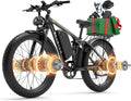 Dual Motor Electric Bike for Adults, Full Suspension Fat Tire All-Terrain E-Bike, Up to 100-Mile Range, 26-Inch Wheels, Heavy-Duty 400 lb Capacity