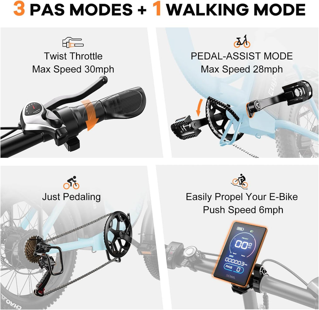 1000W Folding Electric Bike for Adults – 20" Fat Tire Foldable E-Bike, Up to 80 Miles Range, Removable Battery
