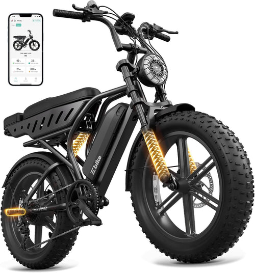 1500W Peak Electric Bike for Adults – 20" Fat Tire E-Bike, Up to 60 Miles Range, Dual Suspension, Removable Battery
