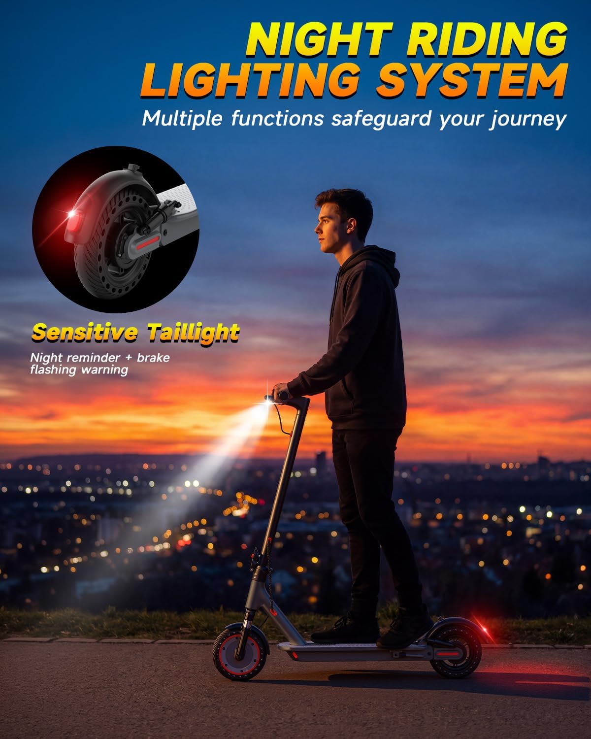 Electric Scooter with Dual Suspensions, 19/22MPH, 500W/800WMotor,