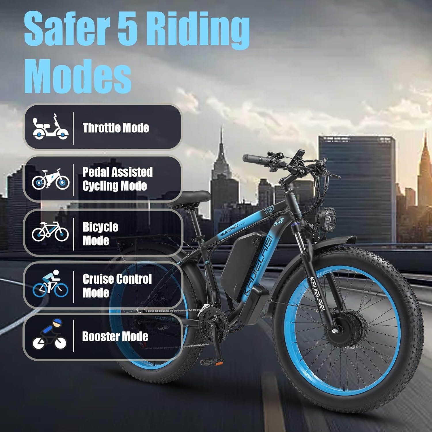 4000W Peak AWD Dual Motor Electric Bike for Adults – 26" Fat Tire E-Bike, 21-Speed, Dual Hydraulic Brakes
