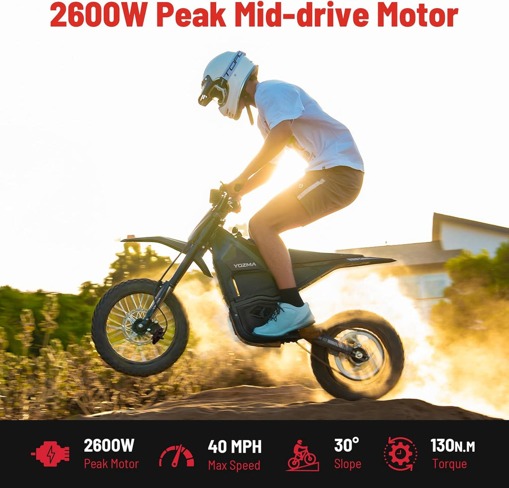 2600W Electric Dirt Bike for Teens & Adults – 40 MPH Off-Road E-Motorcycle with Hydraulic Brakes & Full Suspension