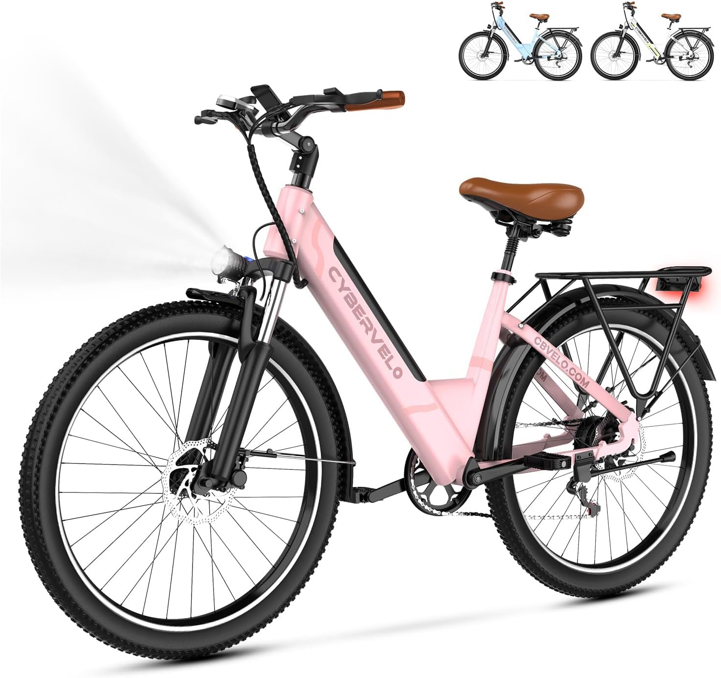 26" Electric Bike for Adults, 750W Peak Motor, Up to 80-Mile Range, 7-Speed All-Terrain E-Bike