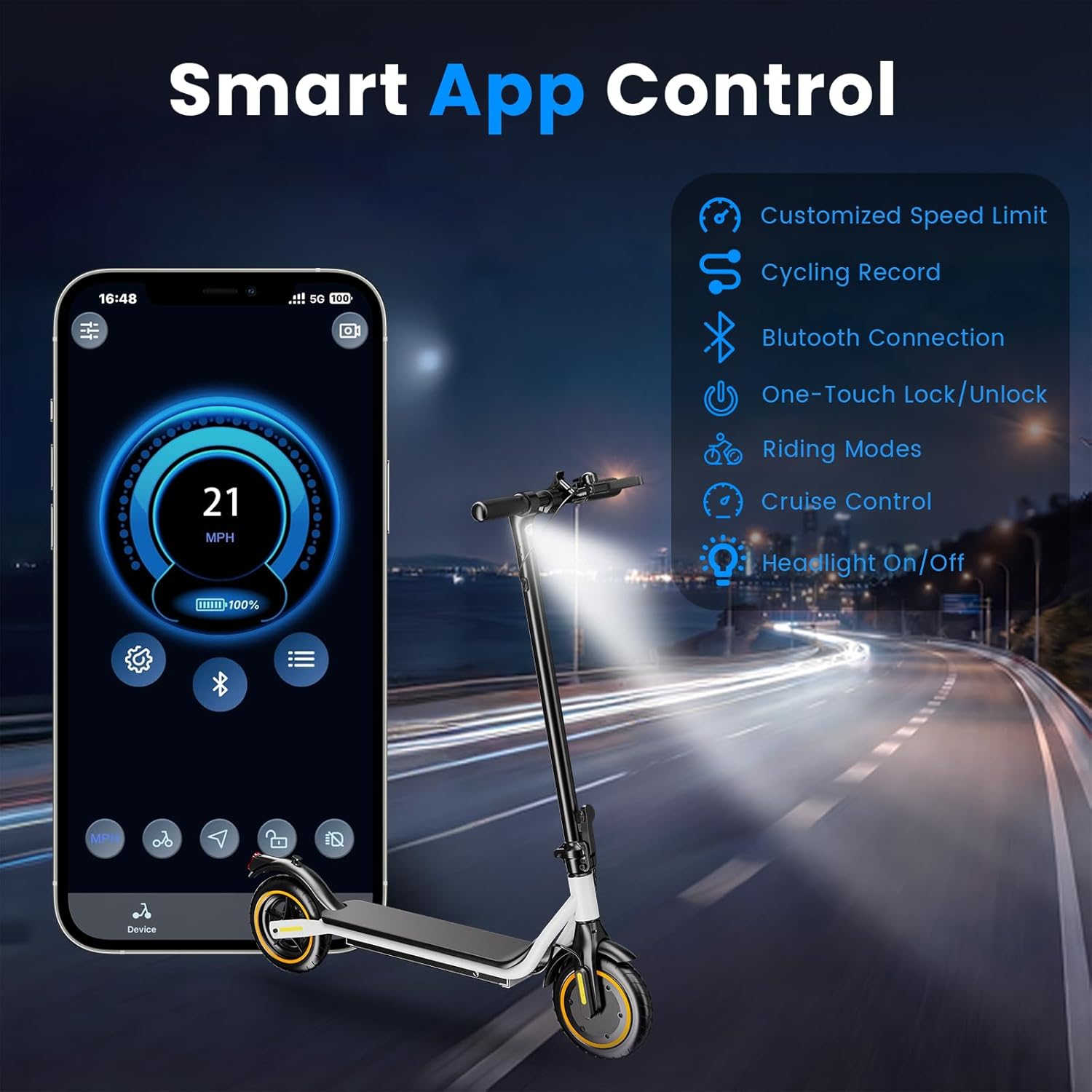 Electric Scooter - Electric Scooter Adults, 1000W/500W Motor, 25/21/18 MPH, 10''/8.5'' Tires