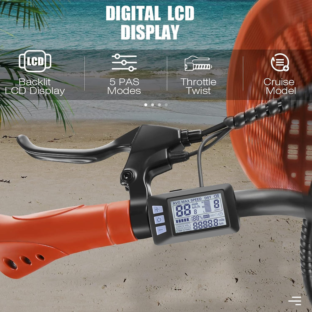 26" Step-Through Electric City Bike for Adults – Commuter E-Bike with Basket, LCD Display & Low-Step Frame