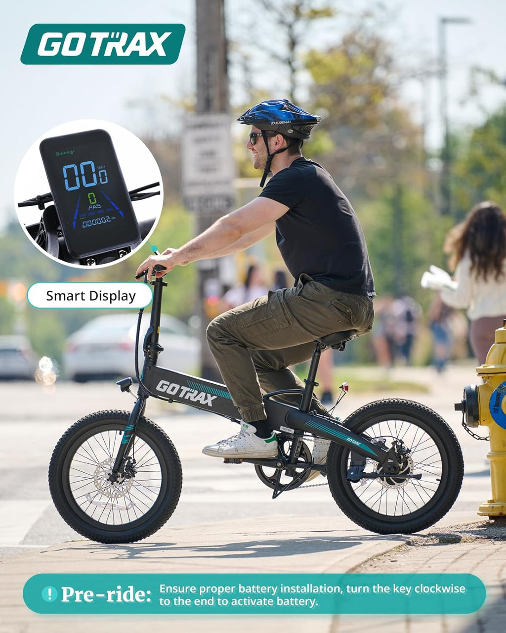 20" Folding Electric Bike for Adults, 500W Peak Motor, Up to 40-Mile Range, Compact Commuter E-Bike with LCD Display