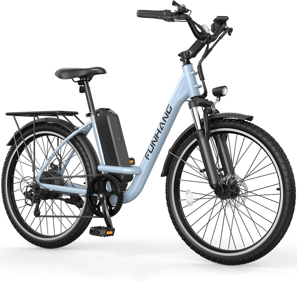 26-Inch City Cruiser Electric Bike for Adults – 1000W Peak Motor, 7-Speed Commuter E-Bike, Up to 20 MPH & 50-Mile Range