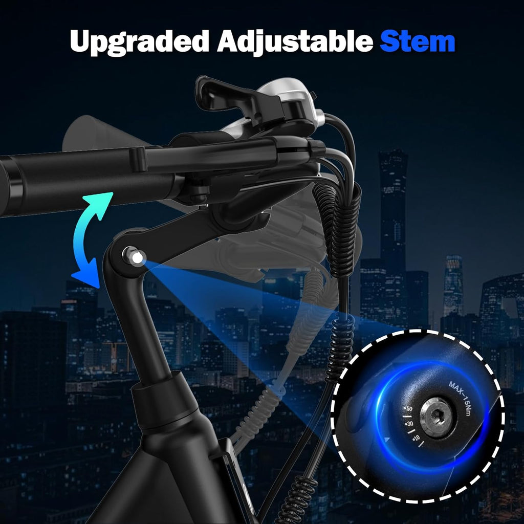 1000W Peak Electric Bike for Adults – Step-Through Commuter E-Bike with 7-Speed Gear System & Rear Cargo Rack