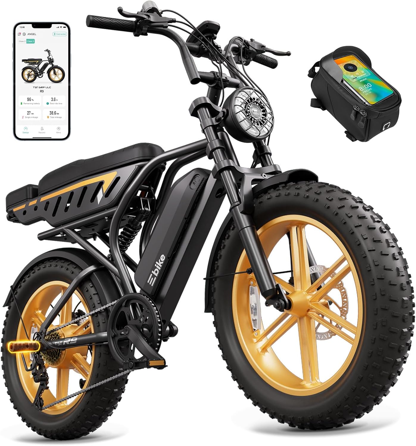 1500W Peak Electric Bike for Adults – 20" Fat Tire E-Bike, Up to 60 Miles Range, Dual Suspension, Removable Battery