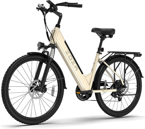 1000W Peak Electric Bike for Adults – Step-Through Commuter E-Bike with 7-Speed Gear System & Rear Cargo Rack