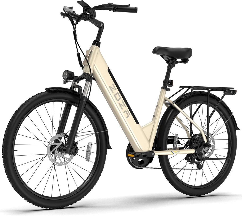 Step-Through Electric Bike for Adults, 1000W Peak Motor, 7-Speed Commuter E-Bike with Rear Cargo Rack