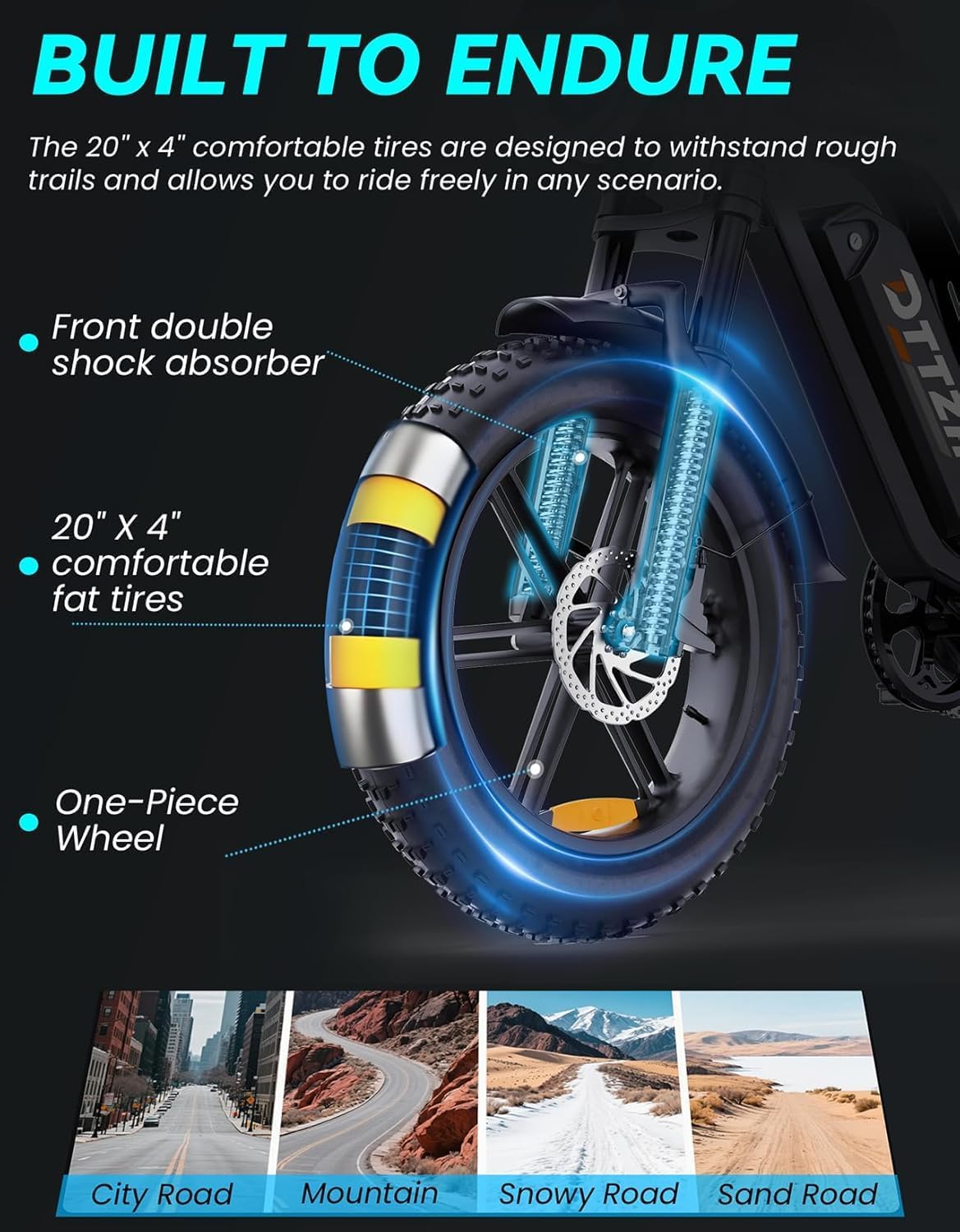 Electric Fat Tire Bike for Adults with NFC & Password Unlock, Full Suspension Off-Road E-Bike, 20-Inch Tires, Long-Range Performance