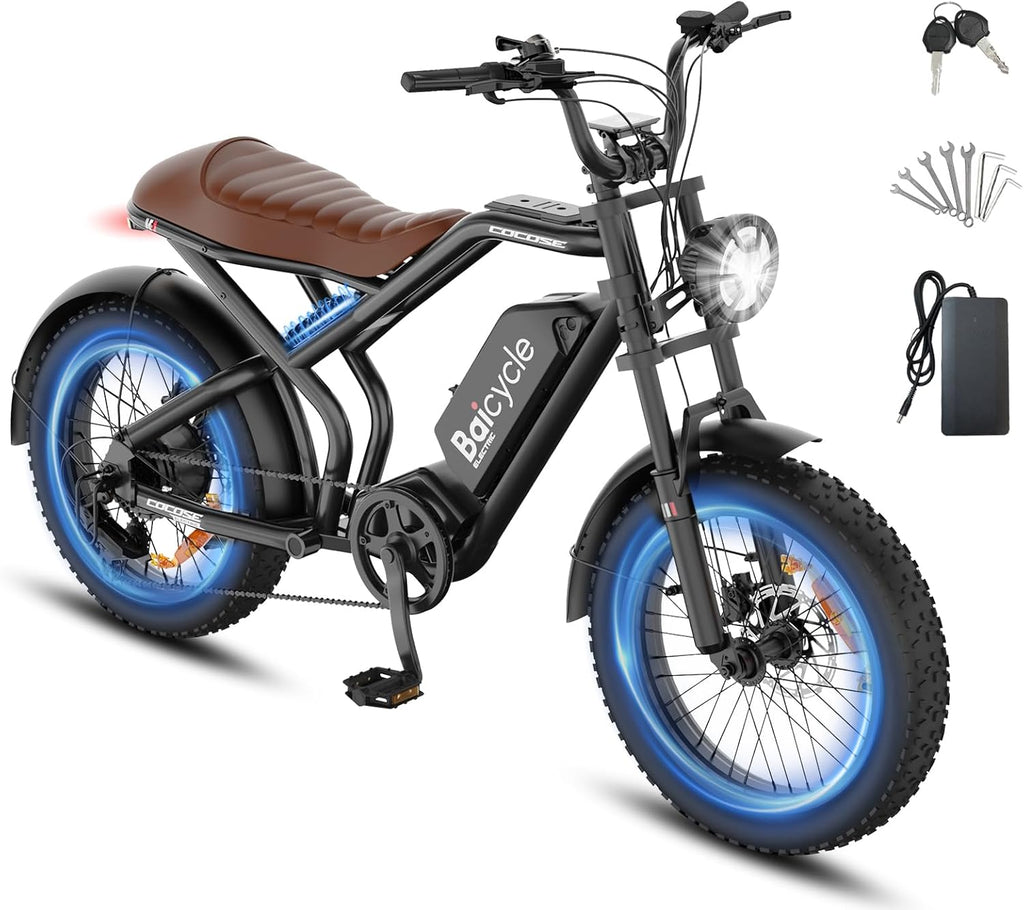 Electric Mountain Bike for Adults, 20-Inch Fat Tire All-Terrain E-Bike, Full Suspension Commuter & Off-Road Electric Bicycle
