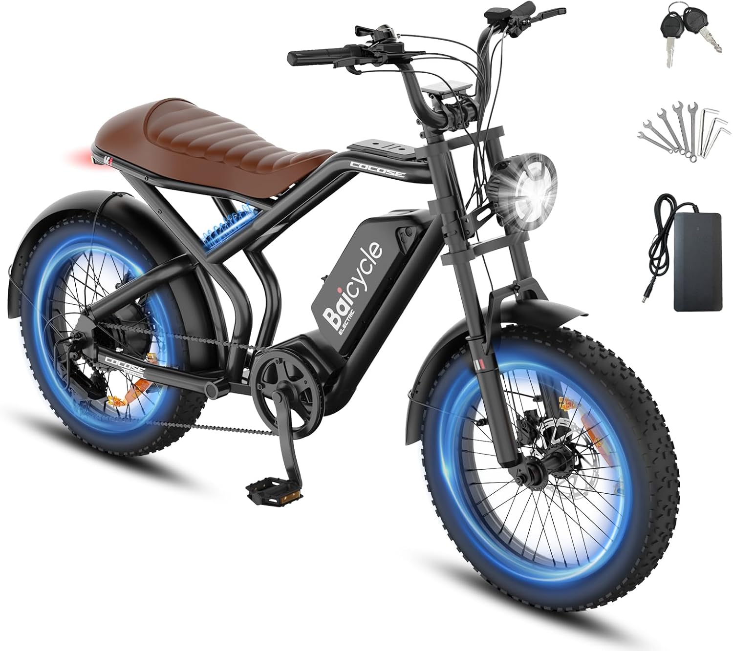 Electric Mountain Bike for Adults, 20-Inch Fat Tire All-Terrain E-Bike, Full Suspension Commuter & Off-Road Electric Bicycle
