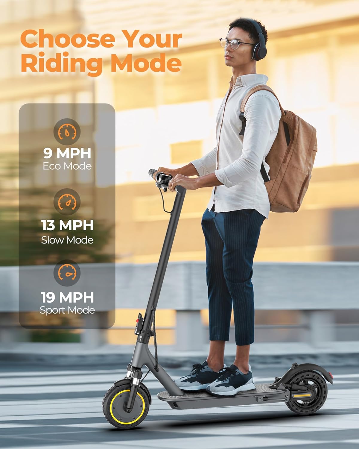 Electric Scooter for Adults，Top Speed 19/22 MPH，Range 19/22/28 Miles，8.5”/10" Tires