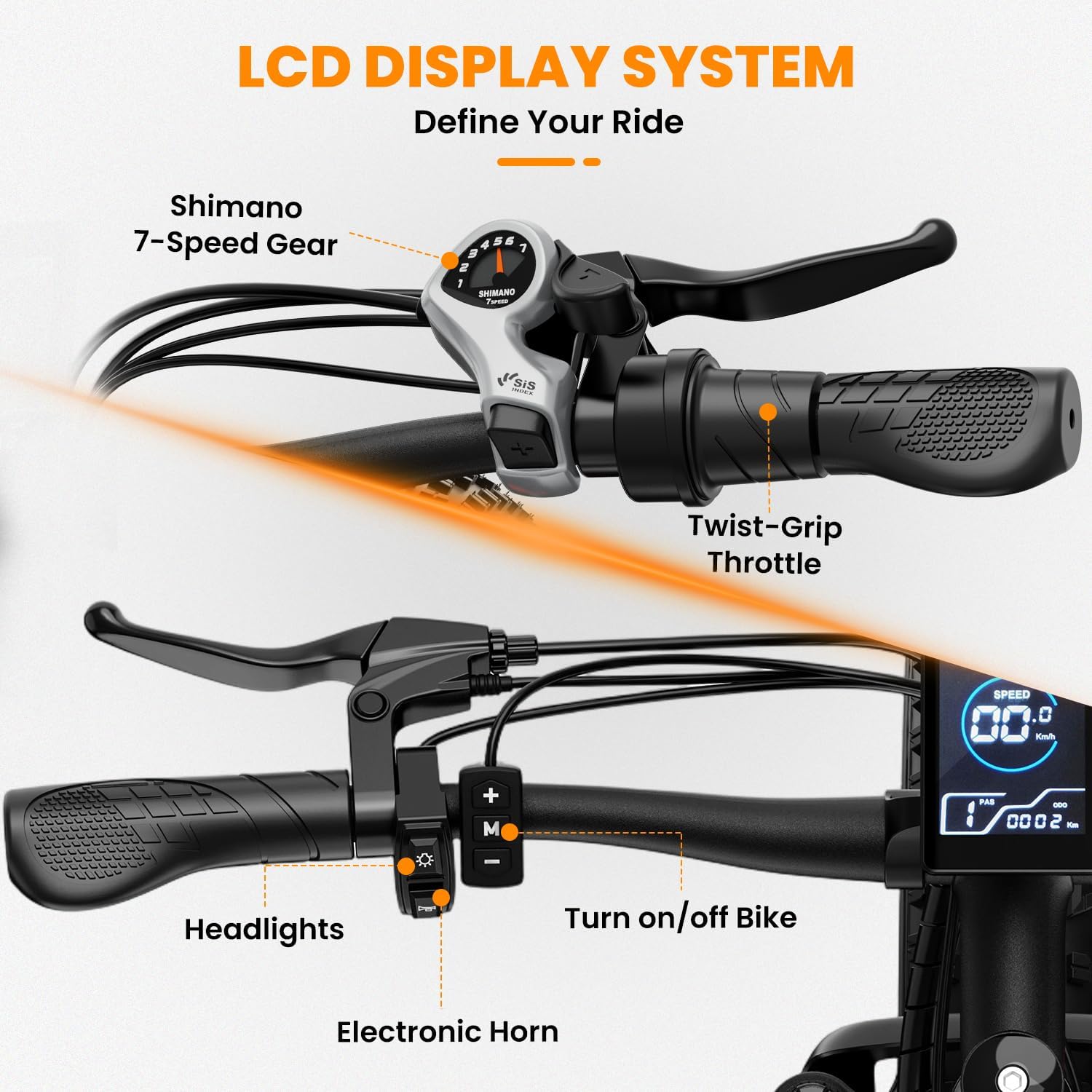 26" Fat Tire Electric Bike for Adults, 1500W Peak Motor, Up to 28 MPH, 7-Speed Electric Mountain E-Bike