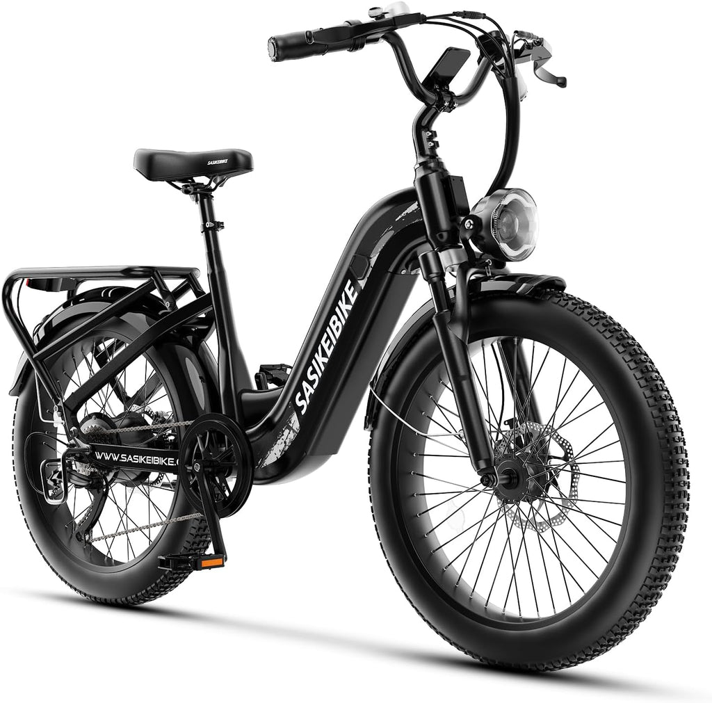 24" Fat Tire Step-Thru Electric Bike for Adults & Teens – All-Terrain E-Bike with Front Suspension & Removable Power System