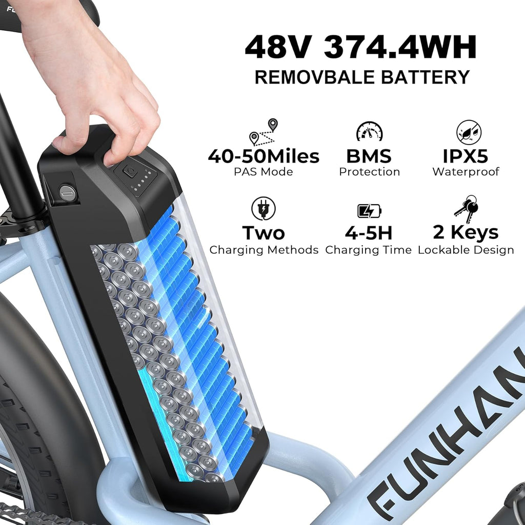 26-Inch City Cruiser Electric Bike for Adults – 1000W Peak Motor, 7-Speed Commuter E-Bike, Up to 20 MPH & 50-Mile Range