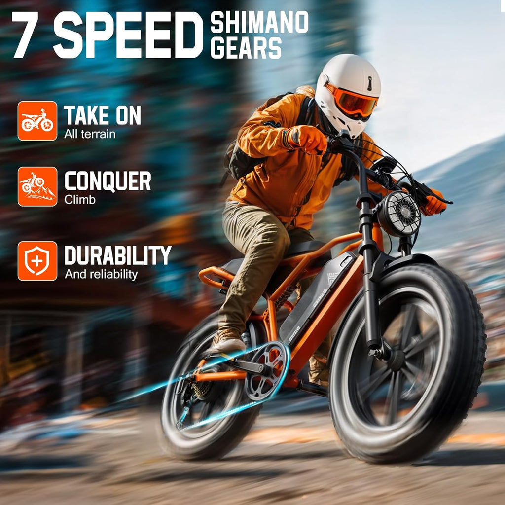 Adult 20" Fat Tire All-Terrain Electric Bike – High-Power Off-Road E-Bike with Long-Range Performance