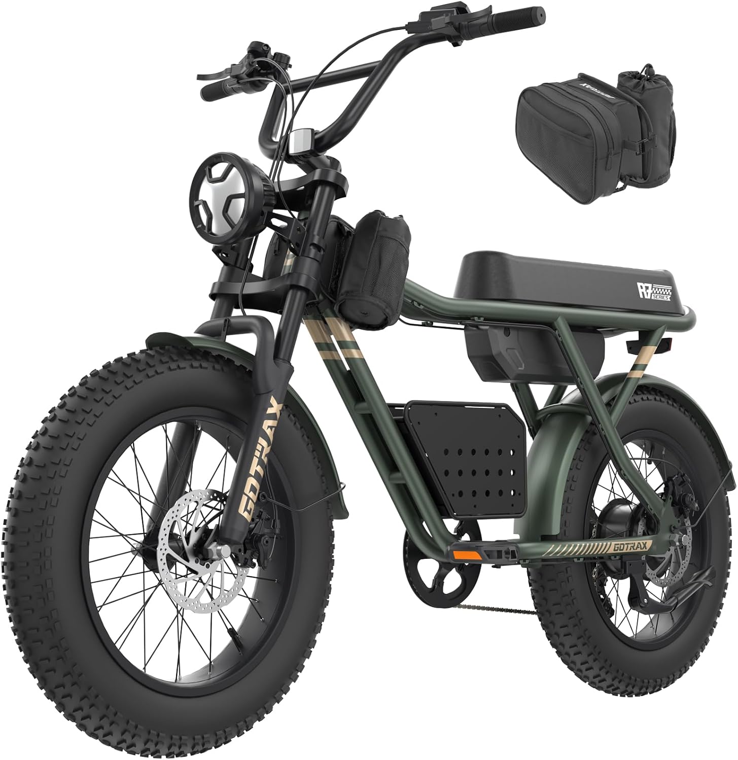 750W Electric Bike for Adults – 20" Fat Tire E-Bike, 25 MPH Top Speed, Up to 45 Miles Range, Basket & Frame Bag Included