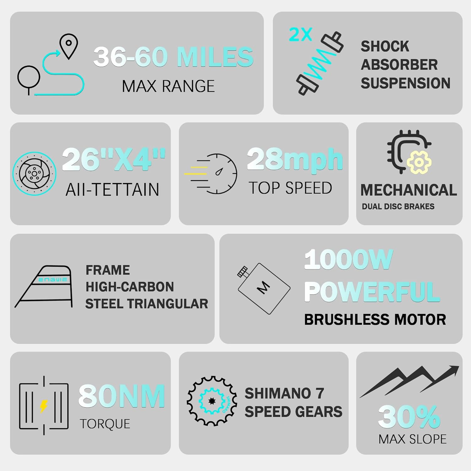 26-Inch Electric Mountain Bike for Adults – Long-Range E-Bike with Suspension & Removable Power System