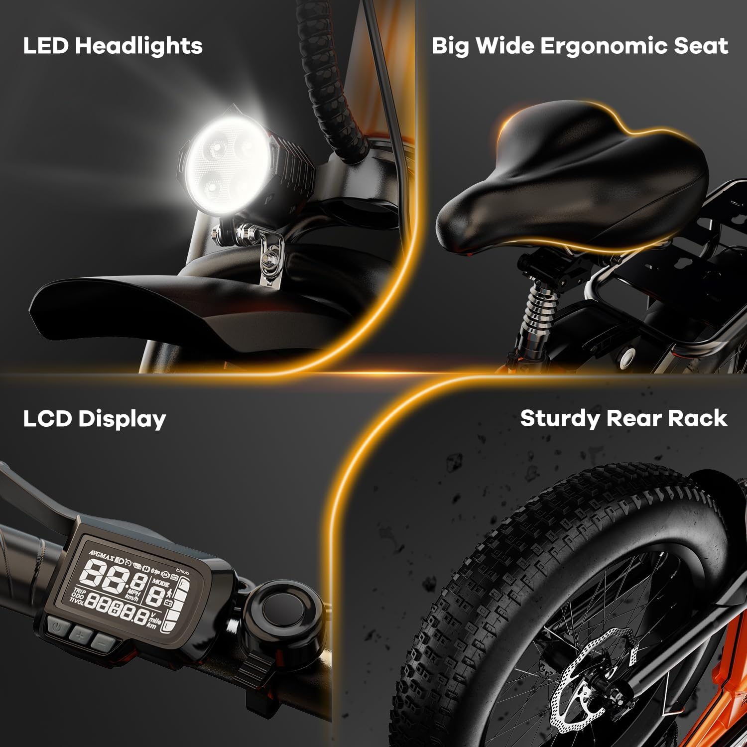 20" Fat Tire Folding Electric Bike for Adults with 1000W Motor, 7-Speed Gear System, Up to 30+ MPH & 80 Miles Range