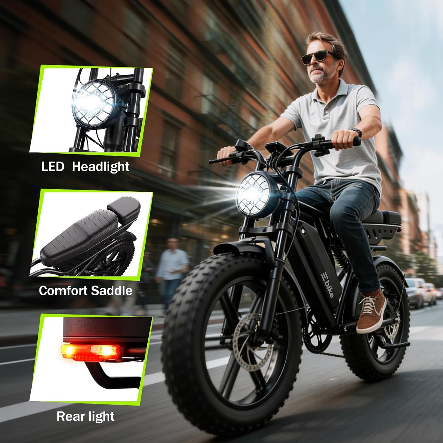 20" Fat Tire All-Terrain Electric Bike for Adults – 1500W Peak Power, Long-Range Off-Road E-Bike