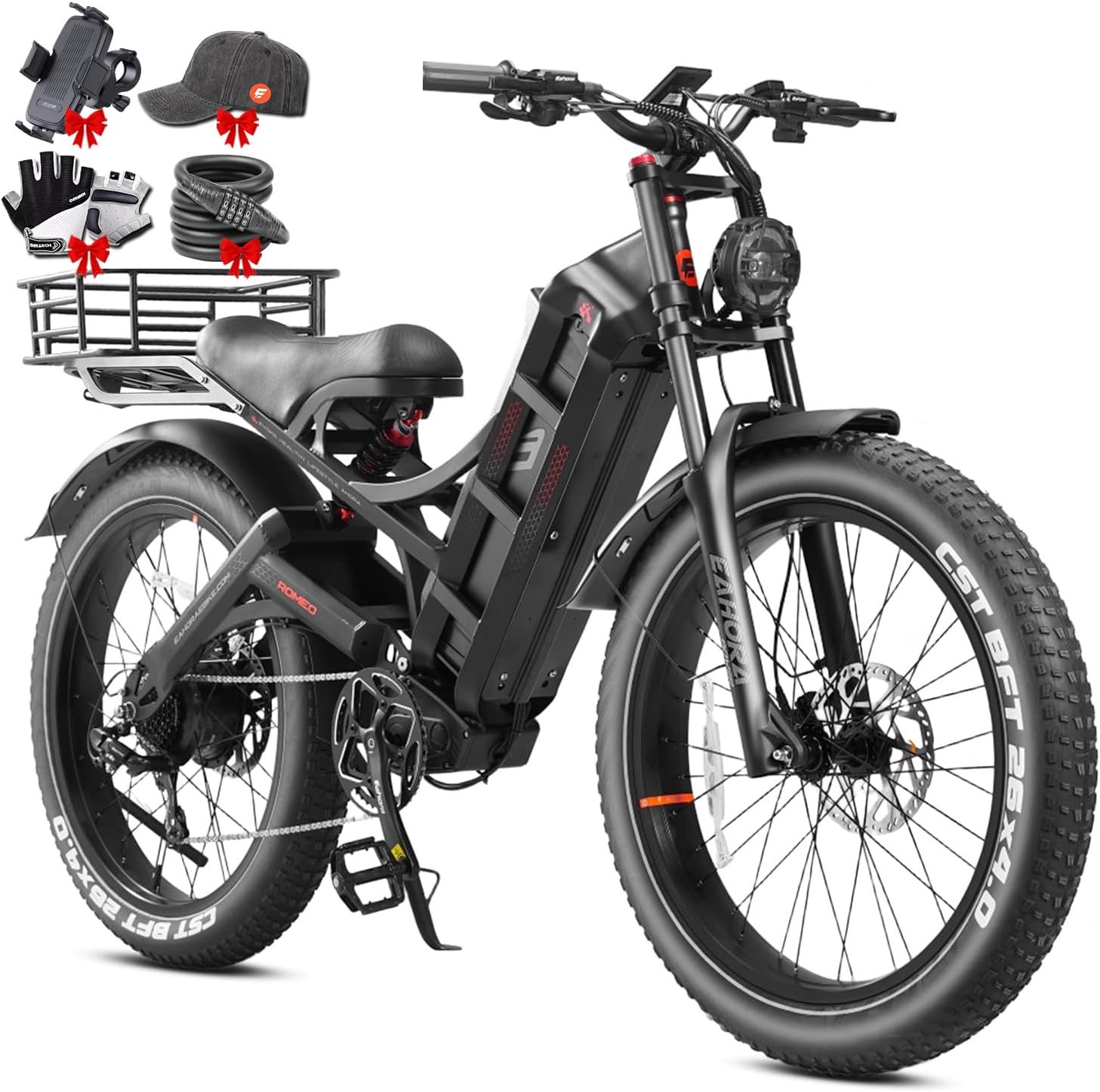 6000W Dual Motor Electric Mountain Bike for Adults – 26" Fat Tire E-Bike, 52 MPH Top Speed, Up to 300 Miles Range, Full Suspension