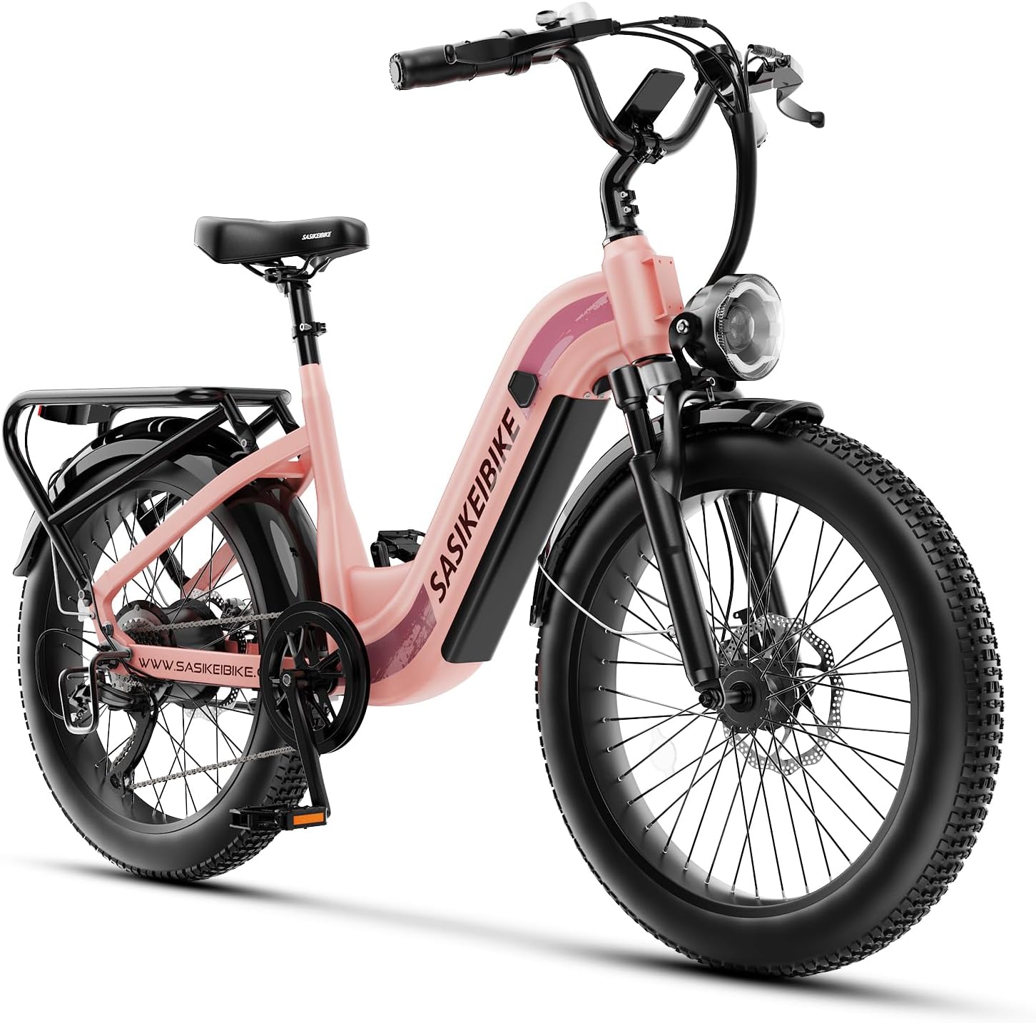 24" Fat Tire Step-Thru Electric Bike for Adults & Teens – All-Terrain E-Bike with Front Suspension & Removable Power System