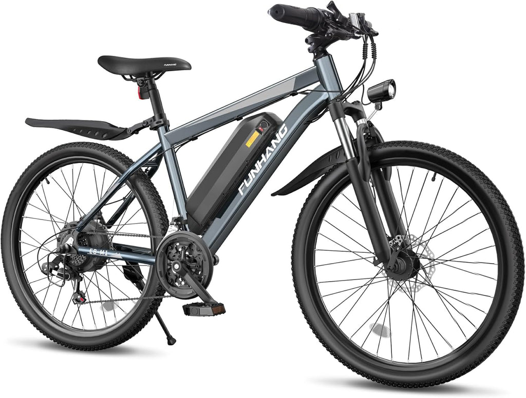 1000W Peak Electric Mountain Bike for Adults – 26-Inch E-Bike with Front Suspension, 7-Speed Gears, Fenders & Up to 50-Mile Range