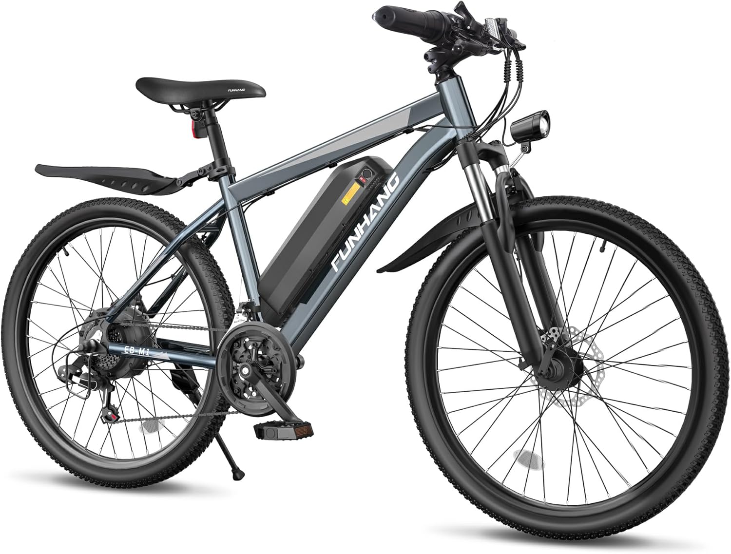 1000W Peak Electric Mountain Bike for Adults – 26-Inch E-Bike with Front Suspension, 7-Speed Gears, Fenders & Up to 50-Mile Range