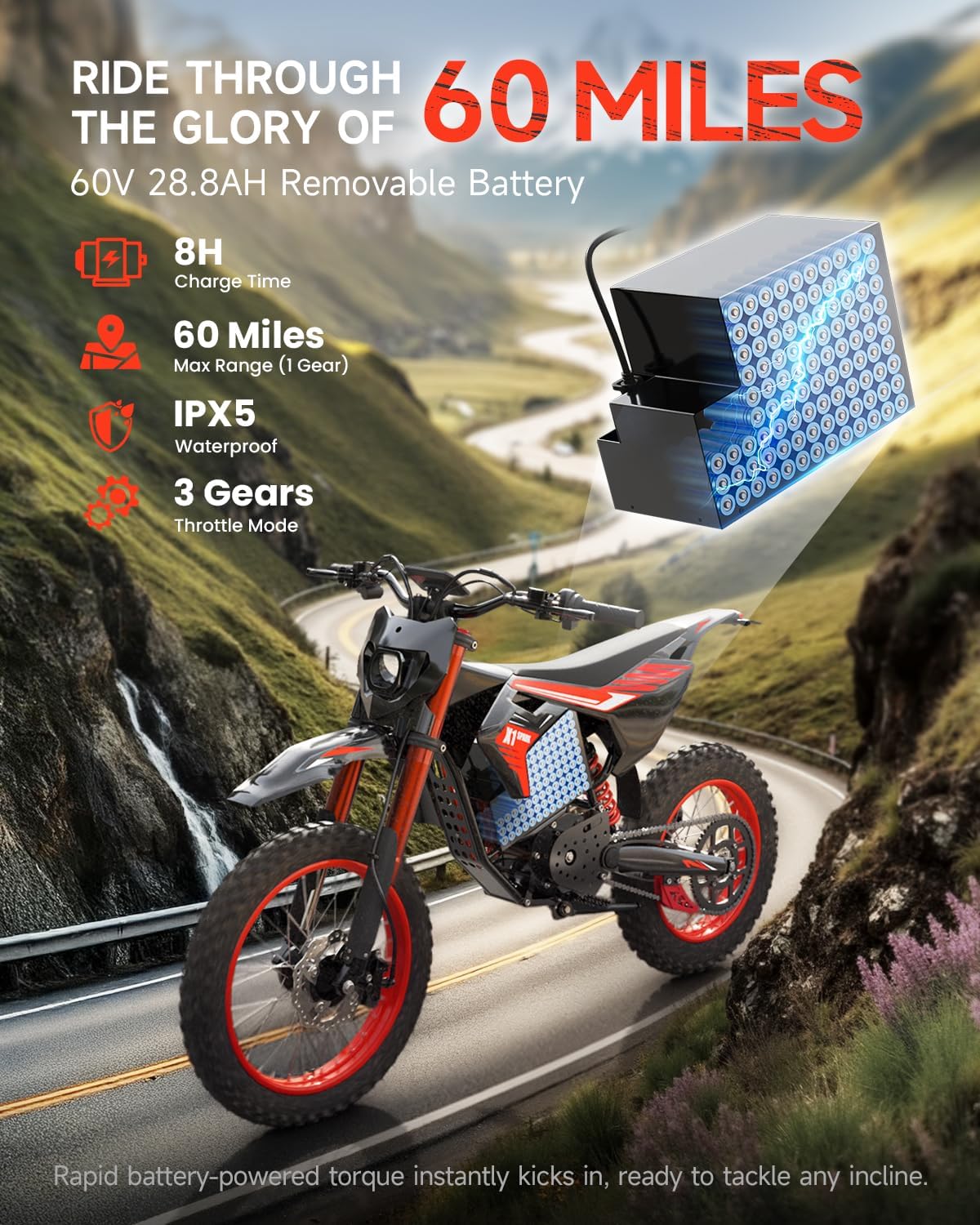 Electric Dirt Bike for Adults & Teens – High-Performance Off-Road E-Motorcycle with Long-Range Capability