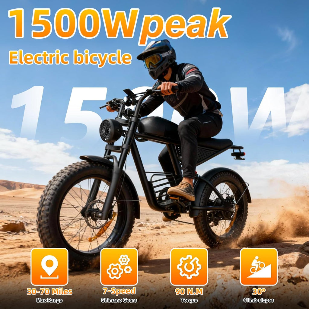 20-Inch Fat Tire Electric Bike for Adults – High-Performance All-Terrain E-Bike with Long-Range Capability