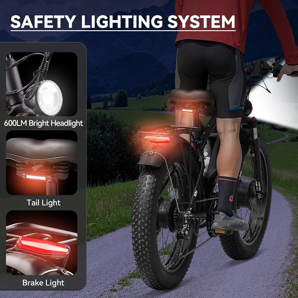 Dual Motor Electric Fat Tire Bike for Adults, 9000W Peak Power, Up to 45 MPH, 24" All-Terrain E-Bike with Lockable Suspension