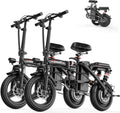 Folding Electric Bike for Adults & Teens with 800/1200W Peak Motor, 14" Wheels, Dual Suspension, Dual Brakes, 3 Riding Modes & Up to 45 Miles Range